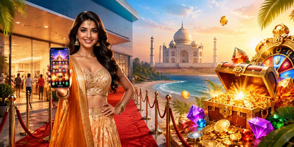 Colorful Indian-themed slots game casino interface